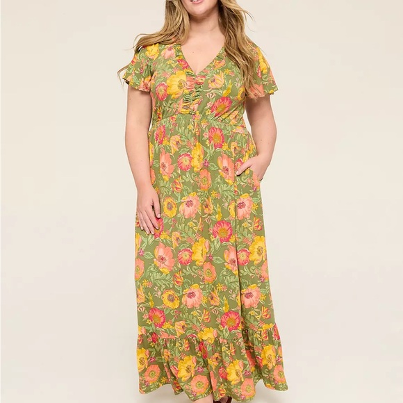 84 Lane Bryant Floral V-Neck Maxi Dress - Picture 1 of 3